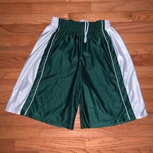 Green and White Basketball Shorts